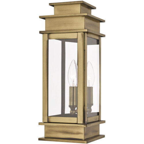 5.25 inch 1 Light Antique Brass Outdoor Wall Lantern with Clear Glass Shade-Lighting LumensLantern