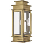 5.25 inch 1 Light Antique Brass Outdoor Wall Lantern with Clear Glass Shade-Lighting LumensLantern