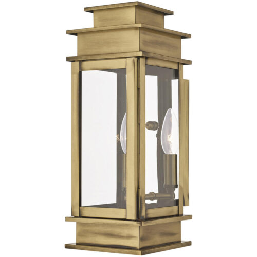 5.25 inch 1 Light Antique Brass Outdoor Wall Lantern with Clear Glass Shade-Lighting LumensLantern