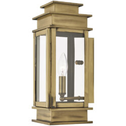 5.25 inch 1 Light Antique Brass Outdoor Wall Lantern with Clear Glass Shade-Lighting LumensLantern