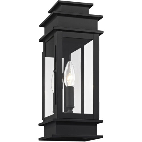 5.25 inch 1 Light Black Outdoor Wall Lantern with Clear Glass Shade-Lighting LumensLantern