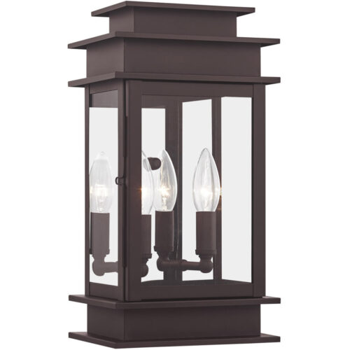 7.5 inch 2 Light Bronze Outdoor Wall Lantern with Clear Glass Shade-Lighting LumensLantern