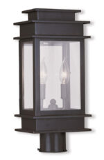 5.5 inch 2 Light Bronze Outdoor Post Lantern with Clear Glass Shade-Lighting LumensLantern