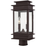 5.5 inch 2 Light Bronze Outdoor Post Lantern with Clear Glass Shade-Lighting LumensLantern