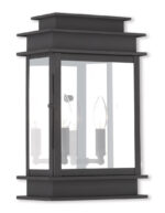 9.5 inch 2 Light Black Outdoor Wall Lantern with Clear Glass Shade-Lighting LumensLantern