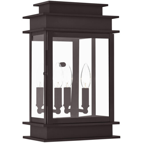 9.5 inch 2 Light Bronze Outdoor Wall Lantern with Clear Glass Shade-Lighting LumensLantern