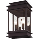 9.5 inch 2 Light Bronze Outdoor Wall Lantern with Clear Glass Shade-Lighting LumensLantern