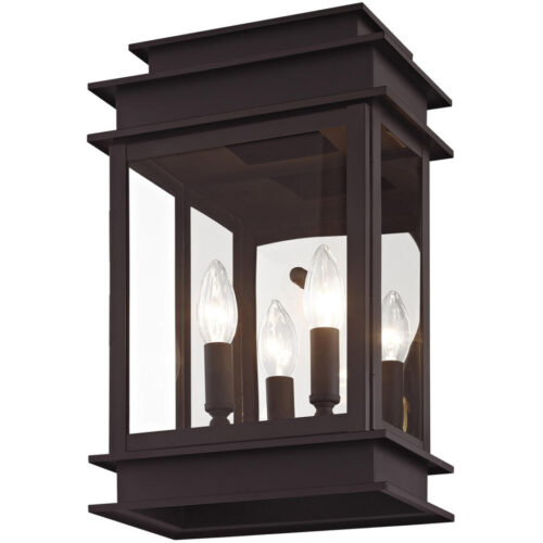 9.5 inch 2 Light Bronze Outdoor Wall Lantern with Clear Glass Shade-Lighting LumensLantern