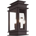 9.5 inch 2 Light Bronze Outdoor Wall Lantern with Clear Glass Shade-Lighting LumensLantern