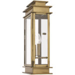 9.5 inch 2 Light Antique Brass Outdoor Wall Lantern with Clear Glass Shade-Lighting LumensLantern