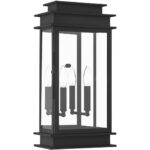 9.5 inch 2 Light Black Outdoor Wall Lantern with Clear Glass Shade-Lighting LumensLantern