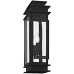 9.5 inch 2 Light Black Outdoor Wall Lantern with Clear Glass Shade-Lighting LumensLantern