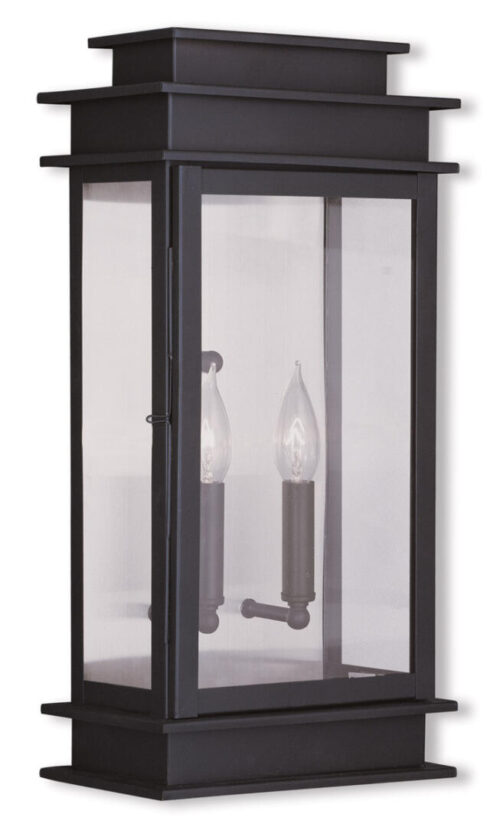 9.5 inch 2 Light Bronze Outdoor Wall Lantern with Clear Glass Shade-Lighting LumensLantern