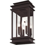 9.5 inch 2 Light Bronze Outdoor Wall Lantern with Clear Glass Shade-Lighting LumensLantern