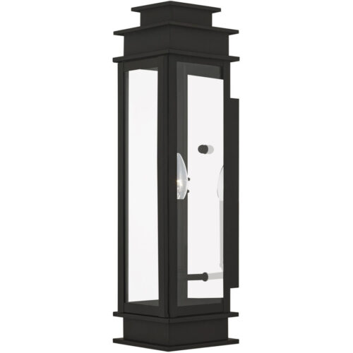 8 inch 2 Light Black Outdoor Wall Lantern Pendant Lighting Fixture with Clear Water Glass Shade-Lighting LumensLantern