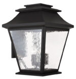 21 inch 6 Light Black Outdoor Post Lantern Pendant Lighting Fixture with Clear Water Glass Shade-Lighting LumensLantern