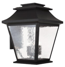 21 inch 6 Light Black Outdoor Post Lantern Pendant Lighting Fixture with Clear Water Glass Shade-Lighting LumensLantern