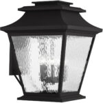 21 inch 6 Light Black Outdoor Post Lantern Pendant Lighting Fixture with Clear Water Glass Shade-Lighting LumensLantern