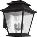 21 inch 6 Light Black Outdoor Post Lantern Pendant Lighting Fixture with Clear Water Glass Shade-Lighting LumensLantern