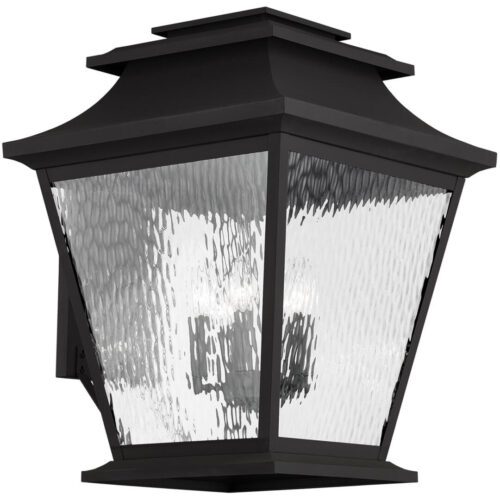 21 inch 6 Light Black Outdoor Post Lantern Pendant Lighting Fixture with Clear Water Glass Shade-Lighting LumensLantern