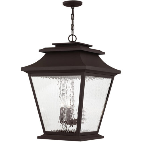 6.5 inch 1 Light Black Outdoor Wall Lantern Pendant Lighting Fixture with Clear Water Glass Shade-Lighting LumensLantern