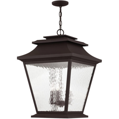 6.5 inch 1 Light Black Outdoor Wall Lantern Pendant Lighting Fixture with Clear Water Glass Shade-Lighting LumensLantern