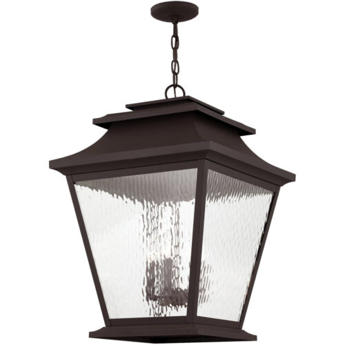 6.5 inch 1 Light Black Outdoor Wall Lantern Pendant Lighting Fixture with Clear Water Glass Shade-Lighting LumensLantern