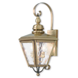 8.5 inch 2 Light Antique Brass Outdoor Wall Lantern Pendant Lighting Fixture with Clear Water Glass Shade-Lighting LumensLantern