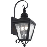 8.5 inch 2 Light Black Outdoor Wall Lantern Pendant Lighting Fixture with Clear Water Glass Shade-Lighting LumensLantern