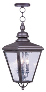 8.5 inch 2 Light Bronze Outdoor Wall Lantern Pendant Lighting Fixture with Seeded Glass Shade-Lighting LumensLantern