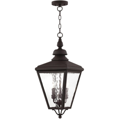 8.5 inch 2 Light Bronze Outdoor Wall Lantern Pendant Lighting Fixture with Seeded Glass Shade-Lighting LumensLantern