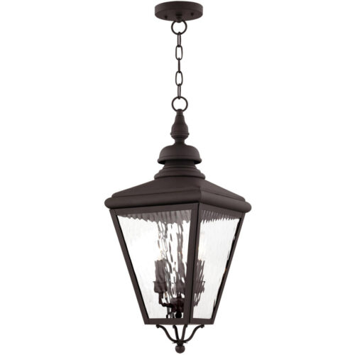 8.5 inch 2 Light Bronze Outdoor Wall Lantern Pendant Lighting Fixture with Seeded Glass Shade-Lighting LumensLantern