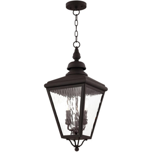 8.5 inch 2 Light Bronze Outdoor Wall Lantern Pendant Lighting Fixture with Seeded Glass Shade-Lighting LumensLantern