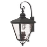 14.25 inch 4 Light Black Outdoor Wall Lantern Pendant Lighting Fixture with Clear Water Glass Shade-Lighting LumensLantern