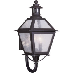 4 Light Bronze Outdoor Wall Lantern Pendant Lighting Fixture with Seeded Glass Shade-Lighting LumensLantern