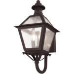 4 Light Bronze Outdoor Wall Lantern Pendant Lighting Fixture with Seeded Glass Shade-Lighting LumensLantern