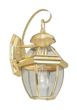 7 inch 1 Light Polished Brass Outdoor Wall Lantern Pendant Lighting Fixture with Clear Glass Panel Shade-Lighting LumensLantern