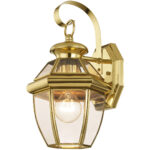 7 inch 1 Light Polished Brass Outdoor Wall Lantern Pendant Lighting Fixture with Clear Glass Panel Shade-Lighting LumensLantern