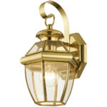 7 inch 1 Light Polished Brass Outdoor Wall Lantern Pendant Lighting Fixture with Clear Glass Panel Shade-Lighting LumensLantern