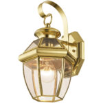 7 inch 1 Light Polished Brass Outdoor Wall Lantern Pendant Lighting Fixture with Clear Glass Panel Shade-Lighting LumensLantern