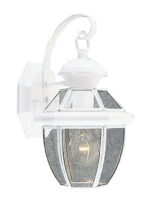 7 inch 1 Light White Outdoor Wall Lantern Pendant Lighting Fixture with Clear Glass Panel Shade-Lighting LumensLantern