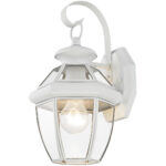 7 inch 1 Light White Outdoor Wall Lantern Pendant Lighting Fixture with Clear Glass Panel Shade-Lighting LumensLantern