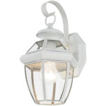 7 inch 1 Light White Outdoor Wall Lantern Pendant Lighting Fixture with Clear Glass Panel Shade-Lighting LumensLantern