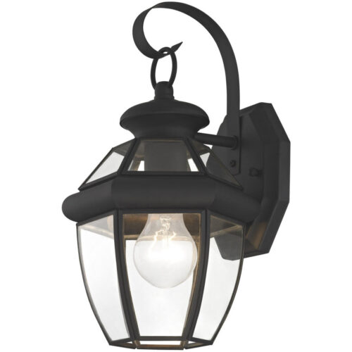 7 inch 1 Light Black Outdoor Wall Lantern Pendant Lighting Fixture with Clear Glass Panel Shade-Lighting LumensLantern