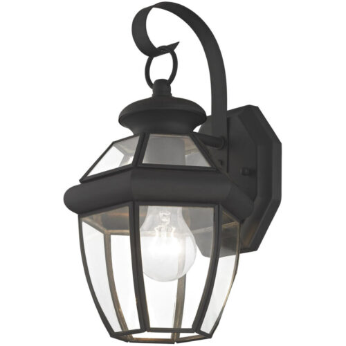 7 inch 1 Light Black Outdoor Wall Lantern Pendant Lighting Fixture with Clear Glass Panel Shade-Lighting LumensLantern