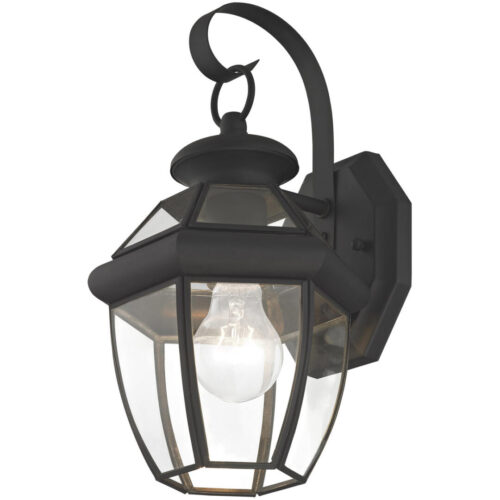 7 inch 1 Light Black Outdoor Wall Lantern Pendant Lighting Fixture with Clear Glass Panel Shade-Lighting LumensLantern