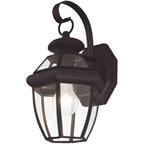 7 inch 1 Light Bronze Outdoor Wall Lantern Pendant Lighting Fixture with Clear Glass Panel Shade-Lighting LumensLantern