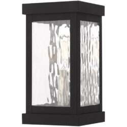 6.25 inch 1 Light Black Outdoor Wall Lantern Pendant Lighting Fixture with Clear Water Glass Shade-Lighting LumensLantern