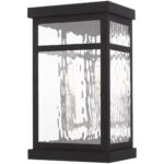 8.25 inch 3 Light Black Outdoor Wall Lantern Pendant Lighting Fixture with Clear Water Glass Shade-Lighting LumensLantern