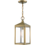 6.25 inch 1 Light Nordic Gray Outdoor Pendant Lantern with Clear Glass Shade-Lighting LumensLantern